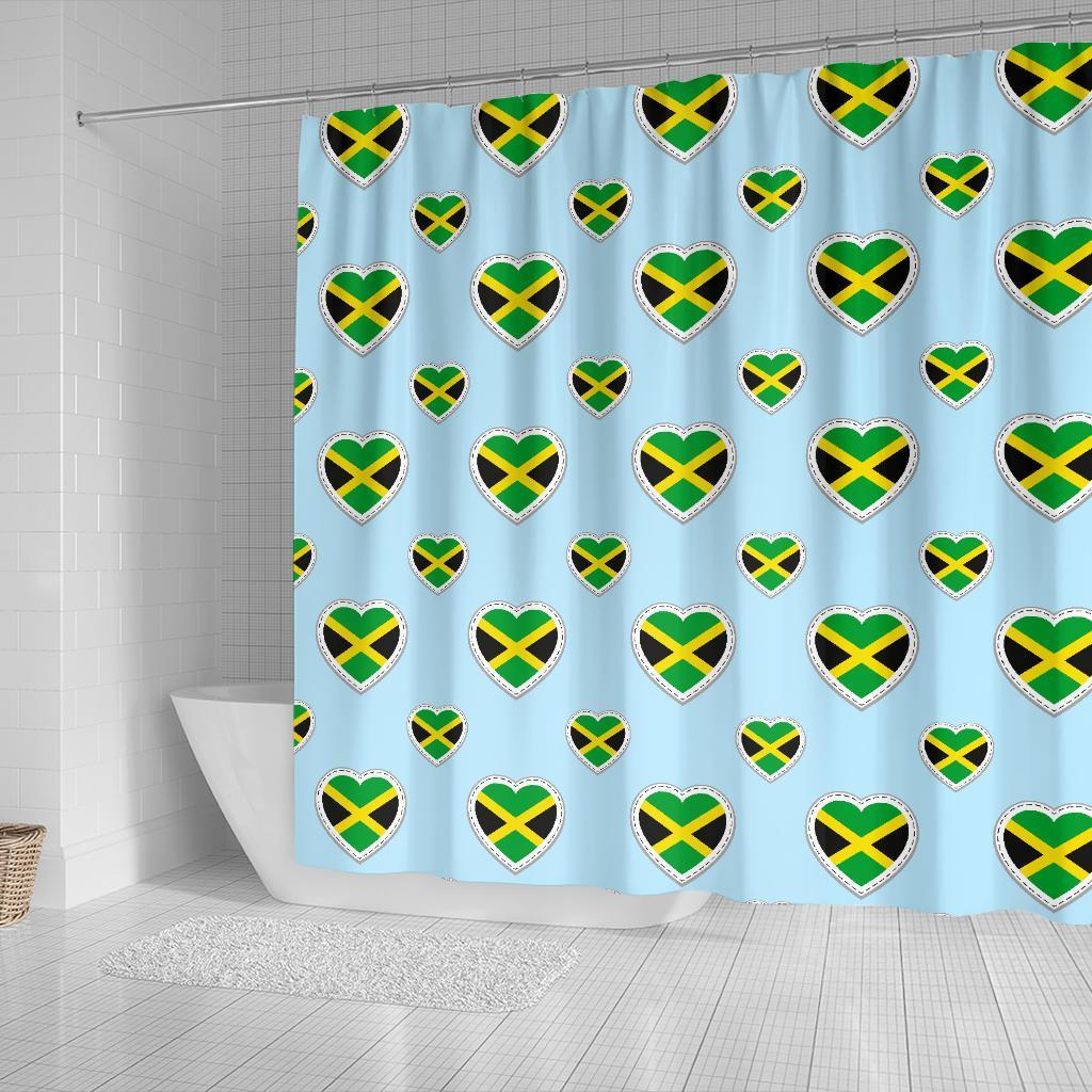 Jamaican Heart Pattern Print Bathroom Shower Curtain-grizzshop