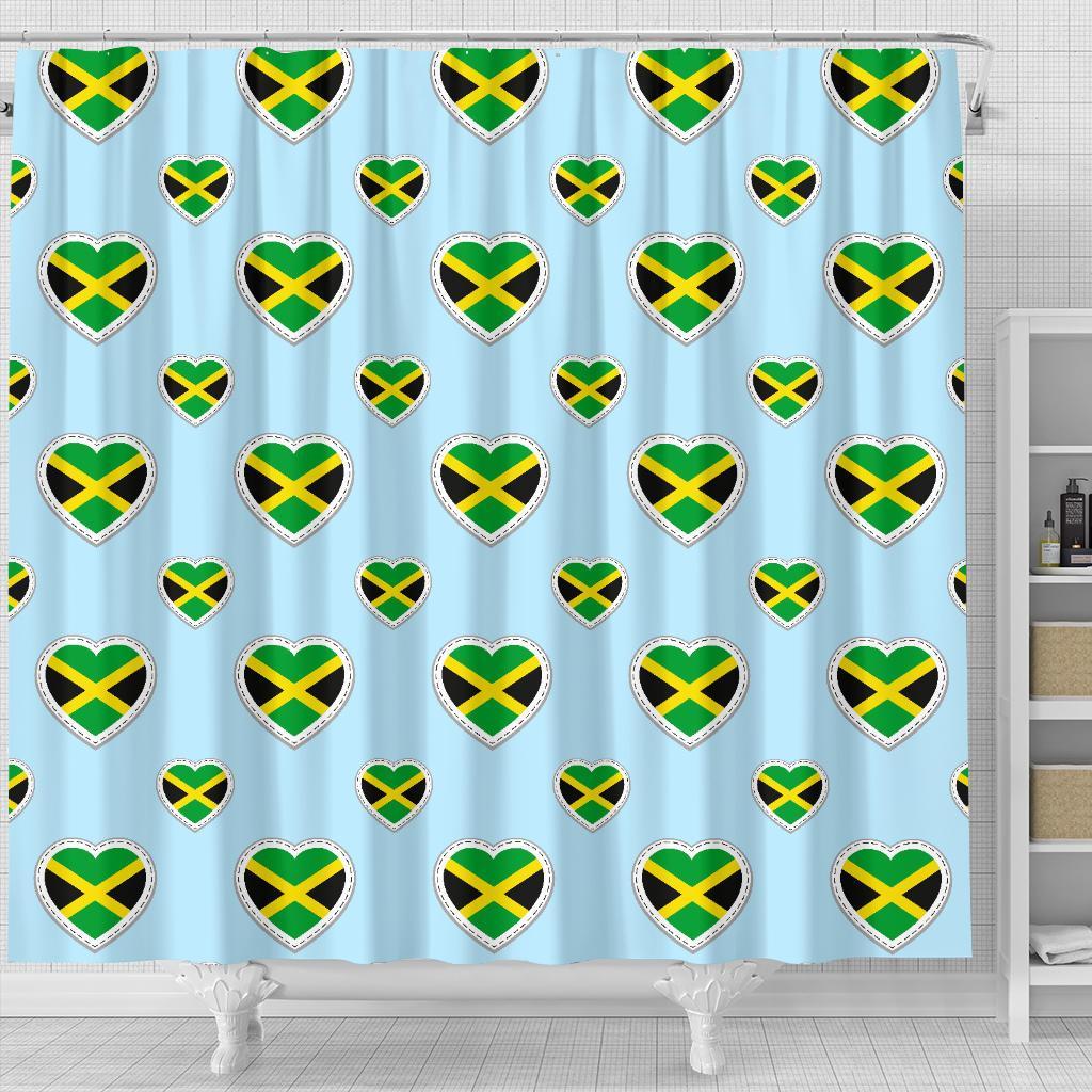 Jamaican Heart Pattern Print Bathroom Shower Curtain-grizzshop