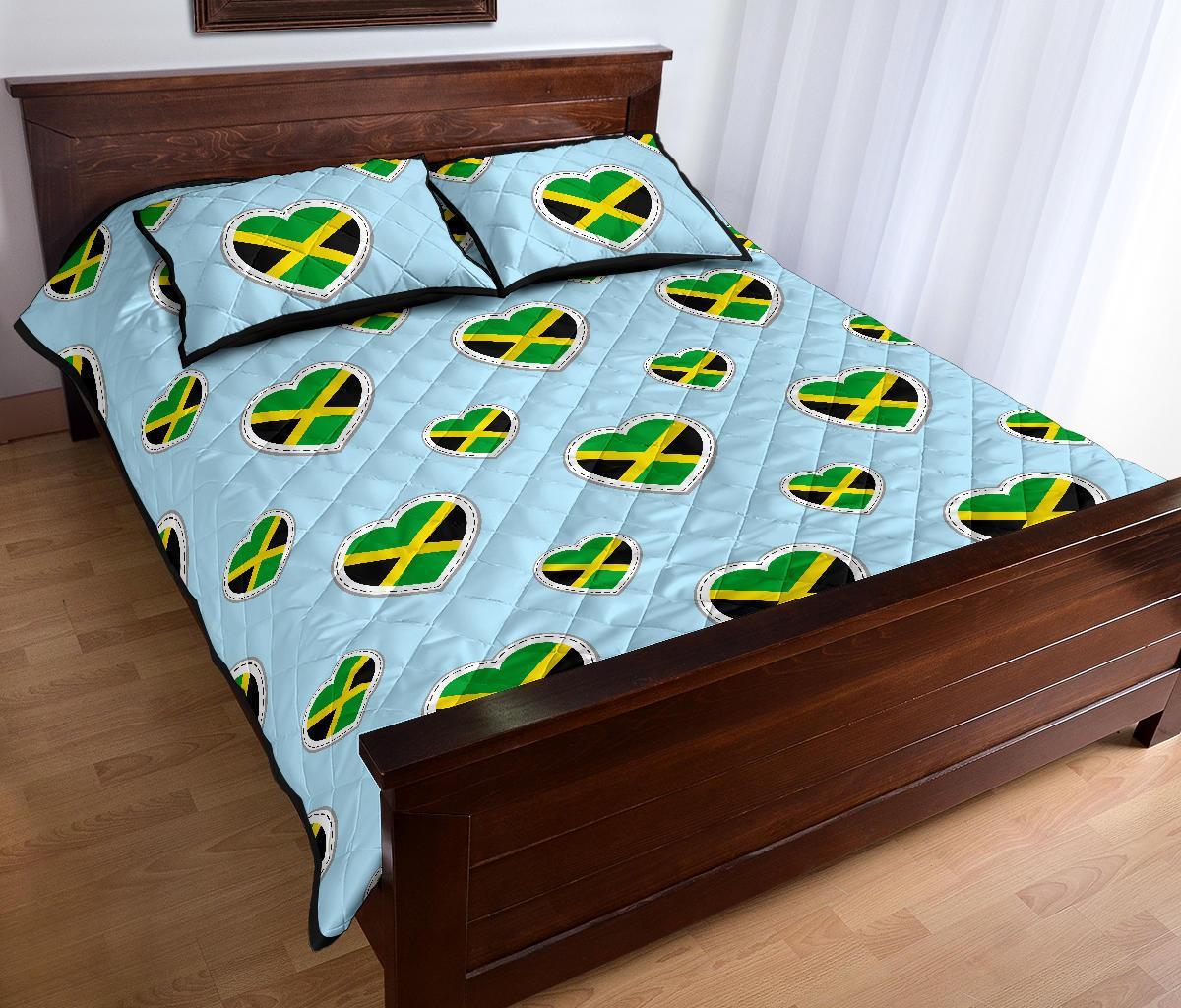 Jamaican Heart Pattern Print Bed Set Quilt-grizzshop