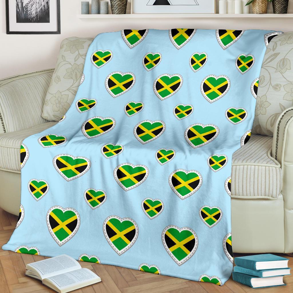 Jamaican Heart Pattern Print Blanket-grizzshop