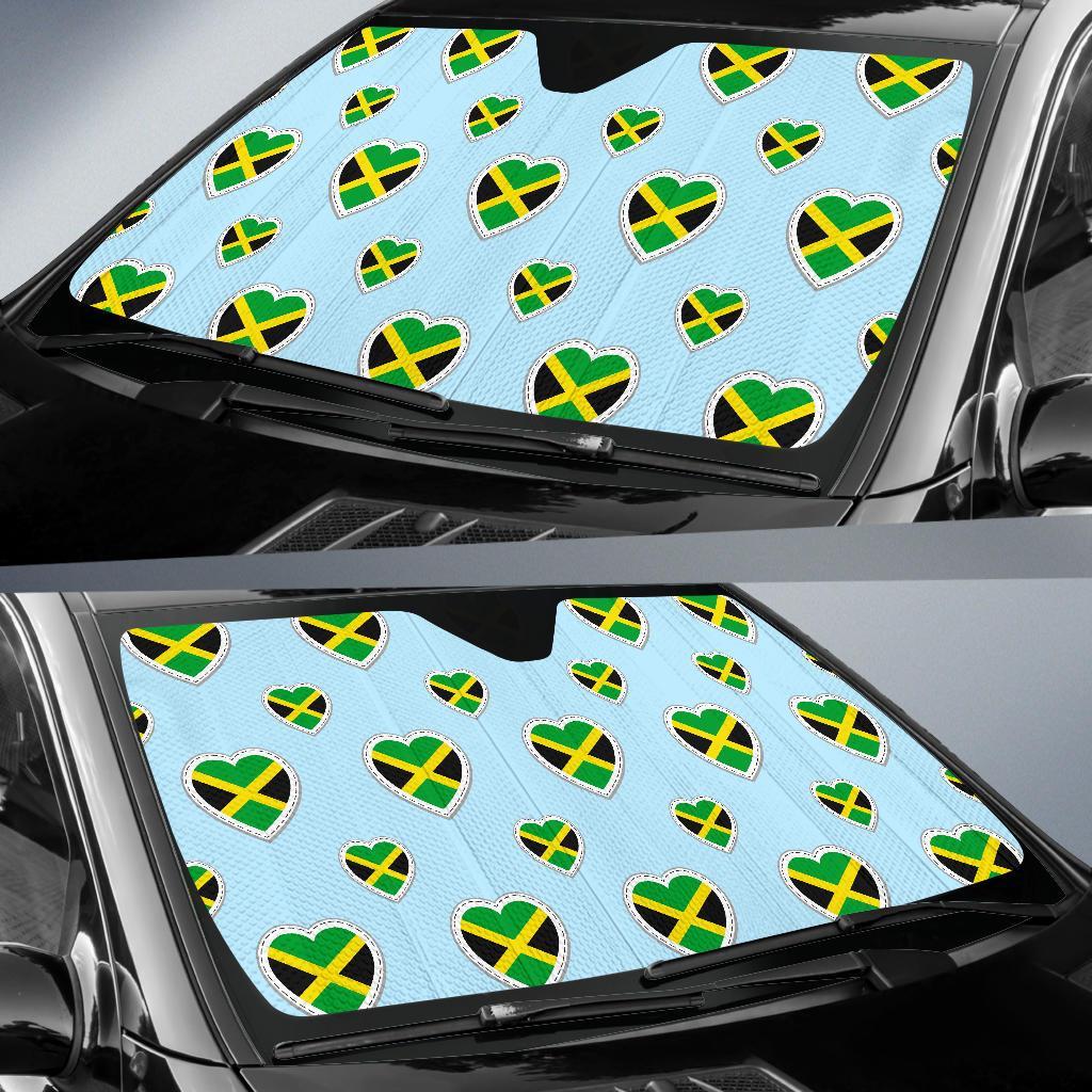 Jamaican Heart Pattern Print Car Sun Shade-grizzshop