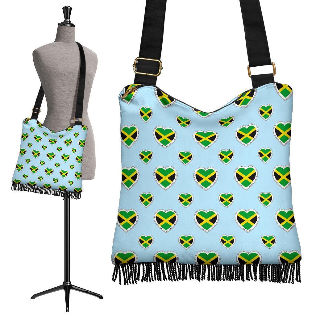 Jamaican Heart Pattern Print Crossbody bags-grizzshop