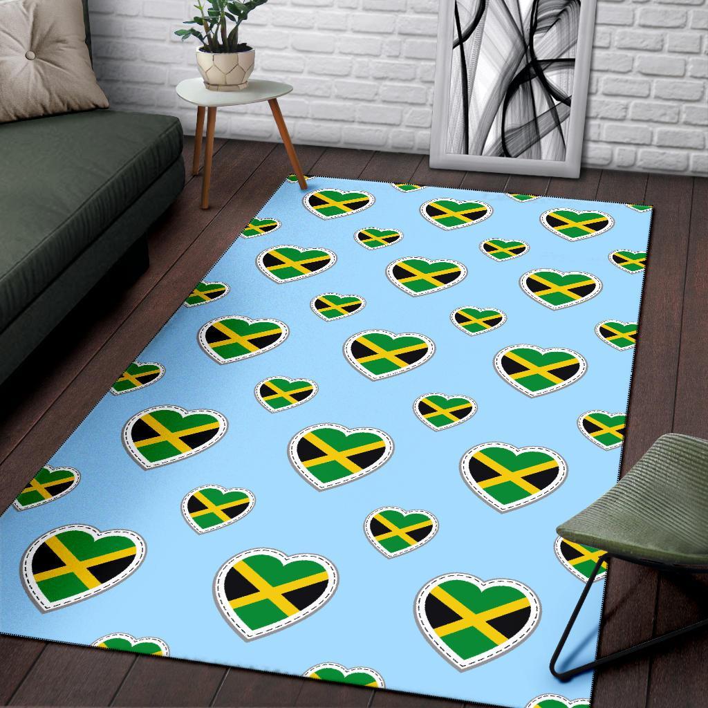 Jamaican Heart Pattern Print Floor Mat-grizzshop