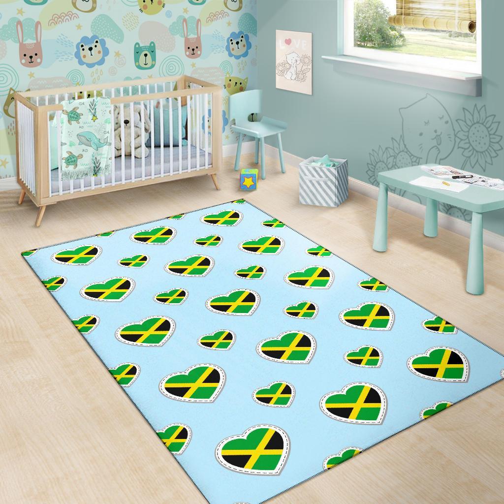 Jamaican Heart Pattern Print Floor Mat-grizzshop