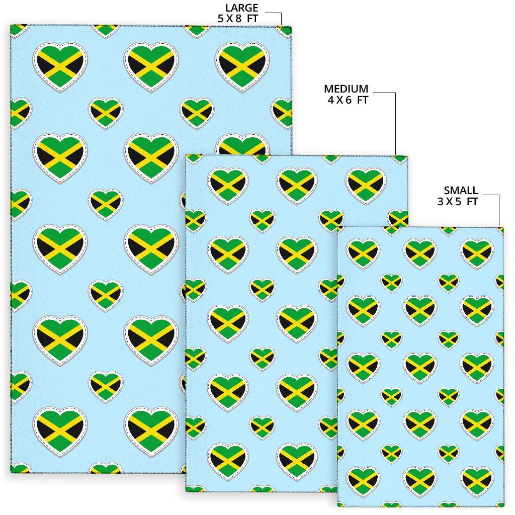 Jamaican Heart Pattern Print Floor Mat-grizzshop