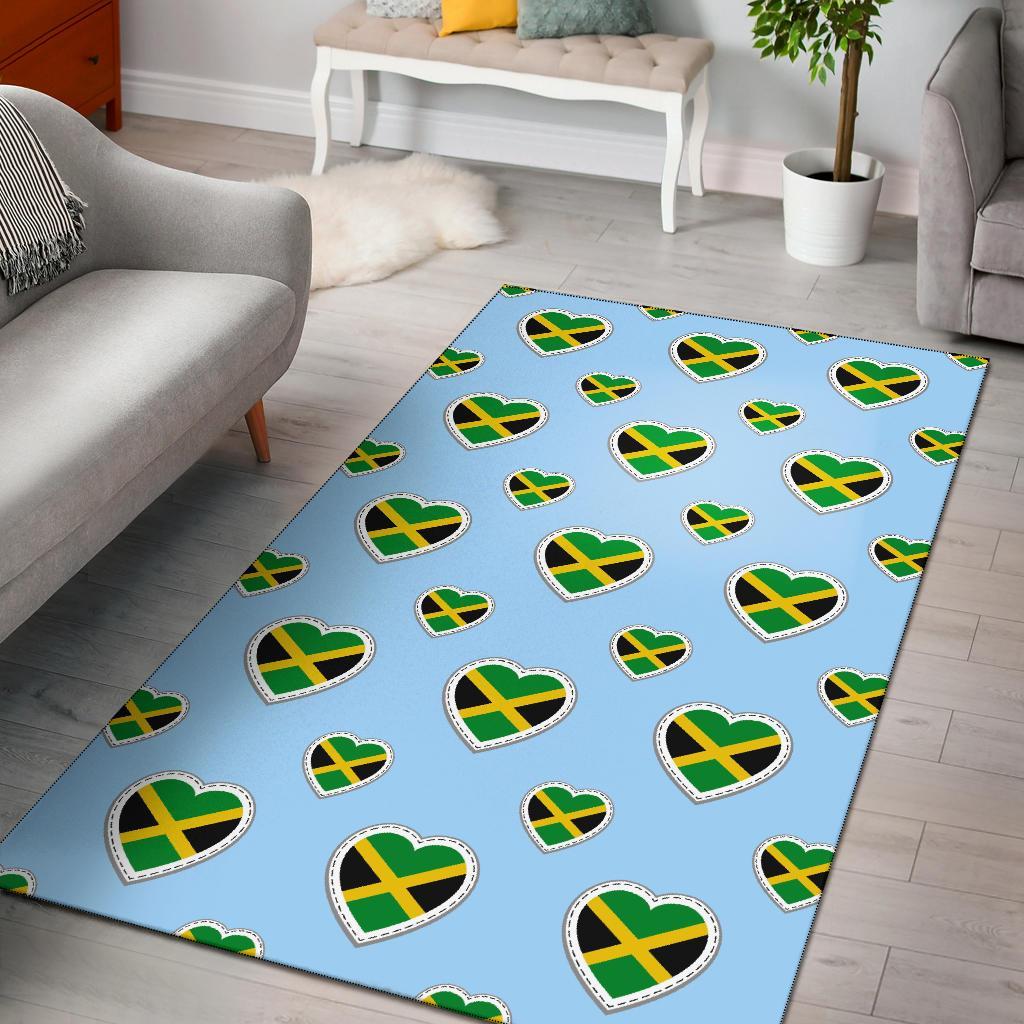 Jamaican Heart Pattern Print Floor Mat-grizzshop