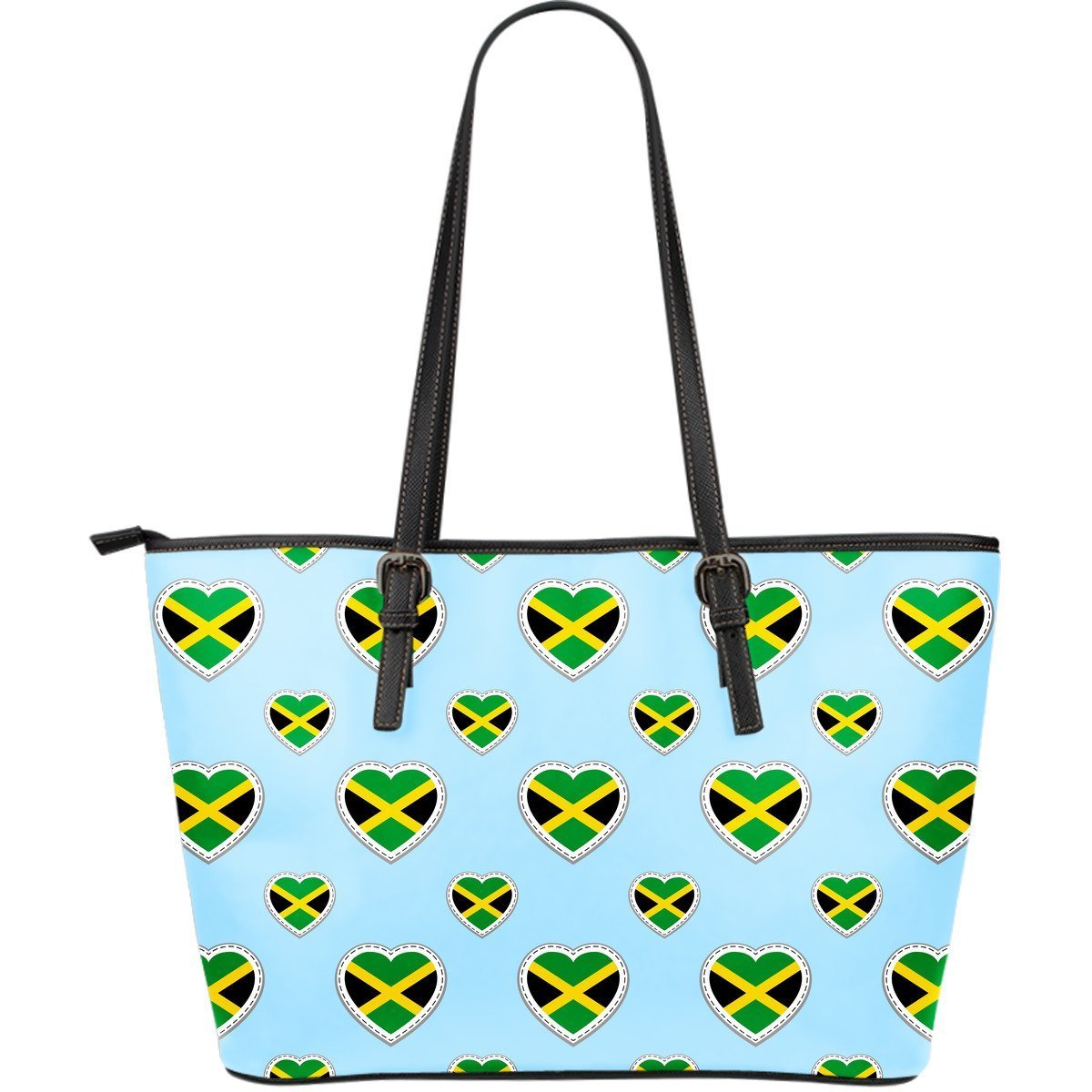 Jamaican Heart Pattern Print Leather Tote Bag-grizzshop