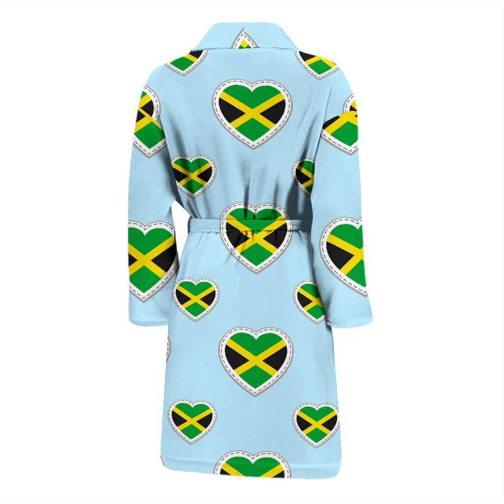 Jamaican Heart Pattern Print Men Long Robe-grizzshop