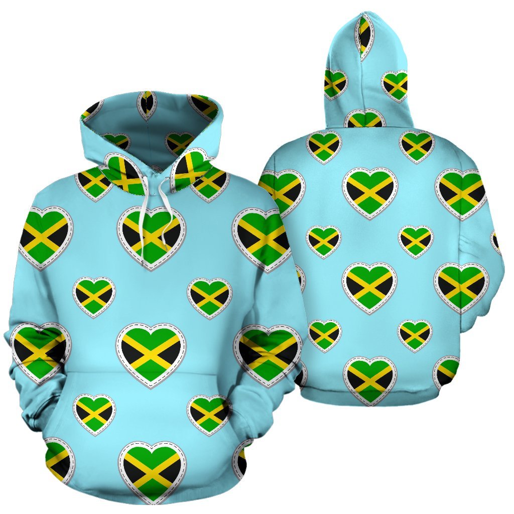 Jamaican Heart Pattern Print Men Women Pullover Hoodie-grizzshop