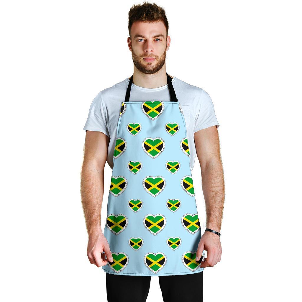 Jamaican Heart Pattern Print Men's Apron-grizzshop