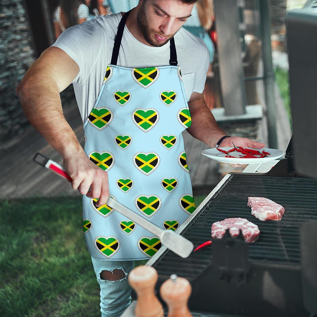 Jamaican Heart Pattern Print Men's Apron-grizzshop