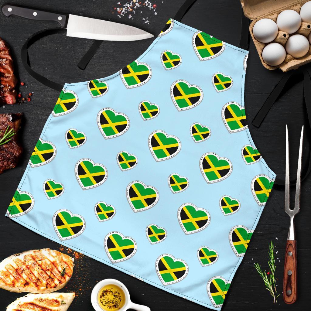 Jamaican Heart Pattern Print Men's Apron-grizzshop