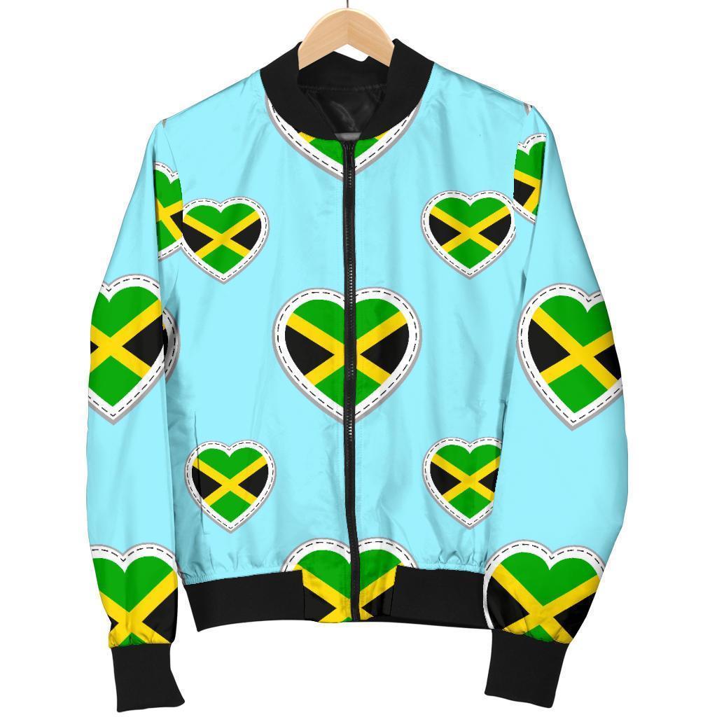 Jamaican Heart Pattern Print Men's Bomber Jacket-grizzshop