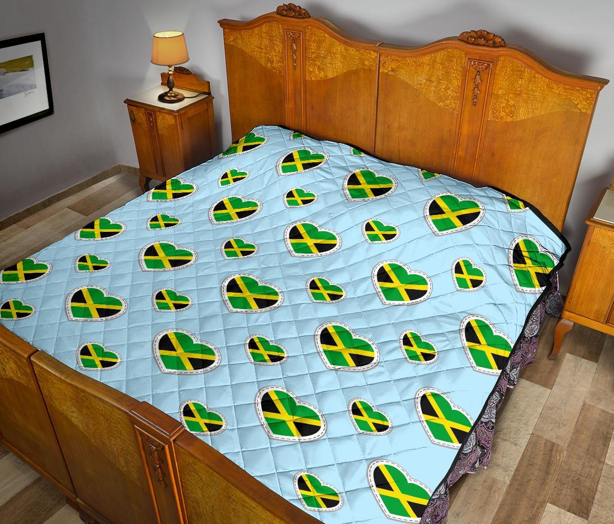 Jamaican Heart Pattern Print Quilt-grizzshop