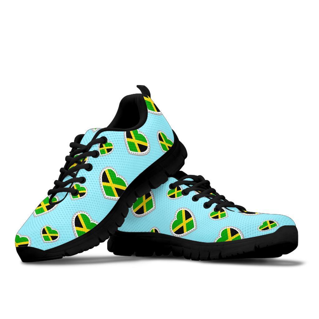 Jamaican Heart Pattern Print Sneaker Shoes For Men Women-grizzshop