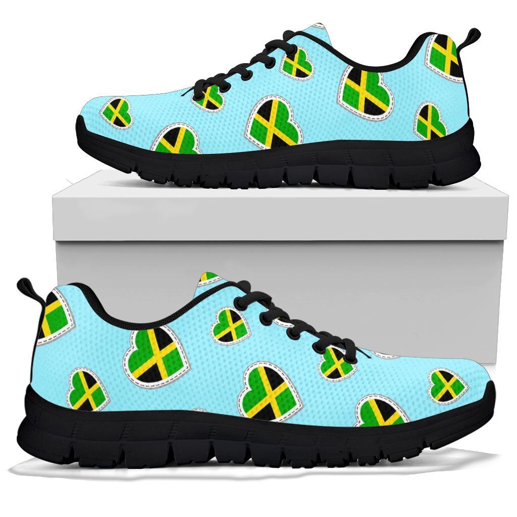 Jamaican Heart Pattern Print Sneaker Shoes For Men Women-grizzshop