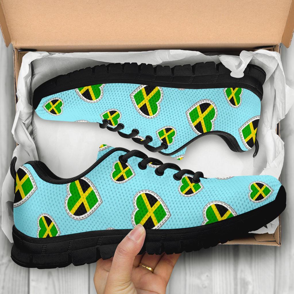 Jamaican Heart Pattern Print Sneaker Shoes For Men Women-grizzshop