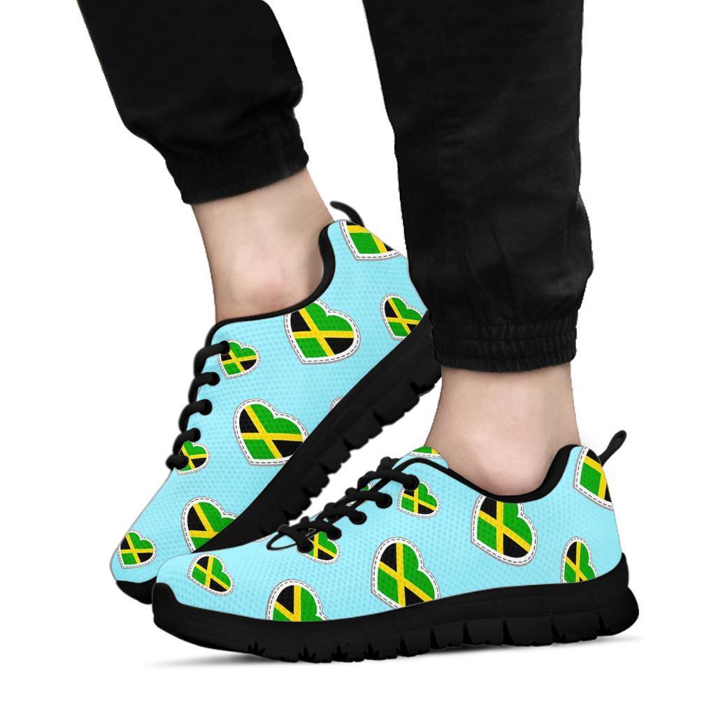 Jamaican Heart Pattern Print Sneaker Shoes For Men Women-grizzshop