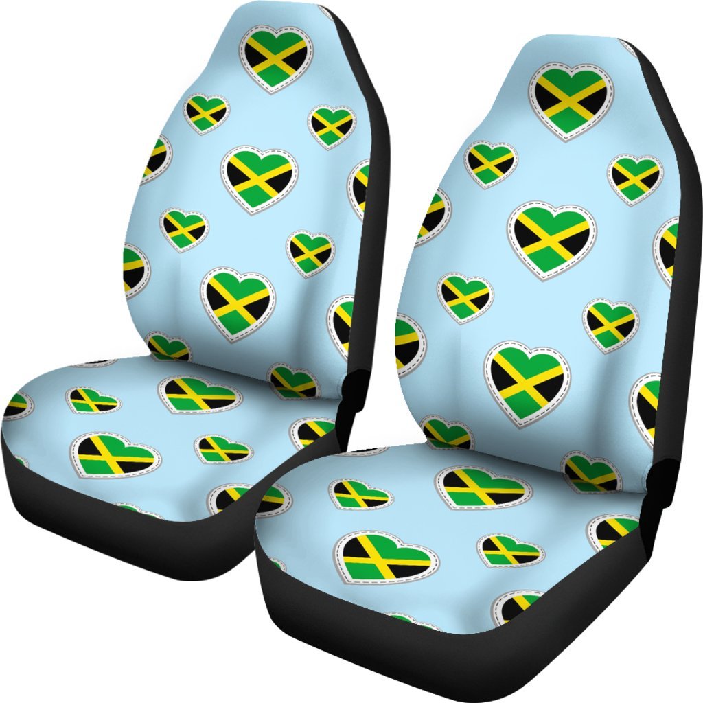 Jamaican Heart Pattern Print Universal Fit Car Seat Covers-grizzshop