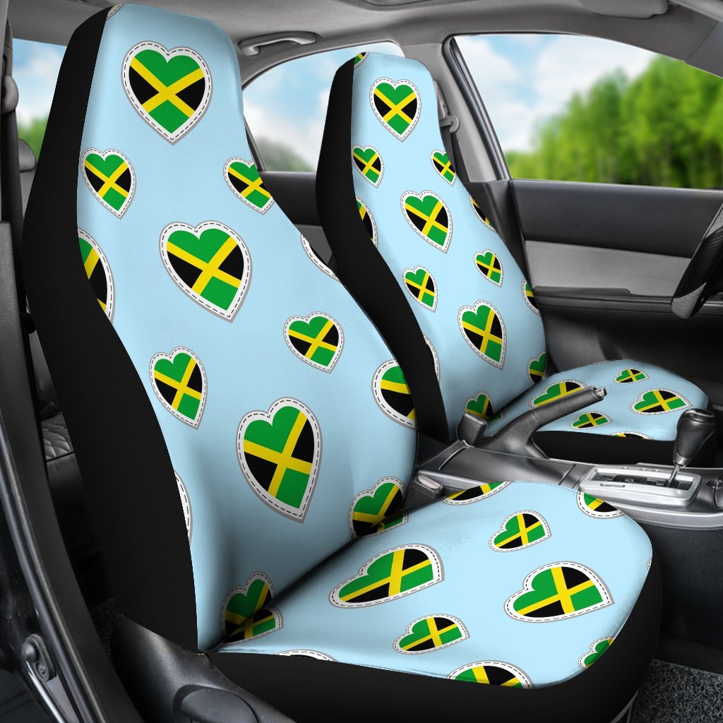 Jamaican Heart Pattern Print Universal Fit Car Seat Covers-grizzshop