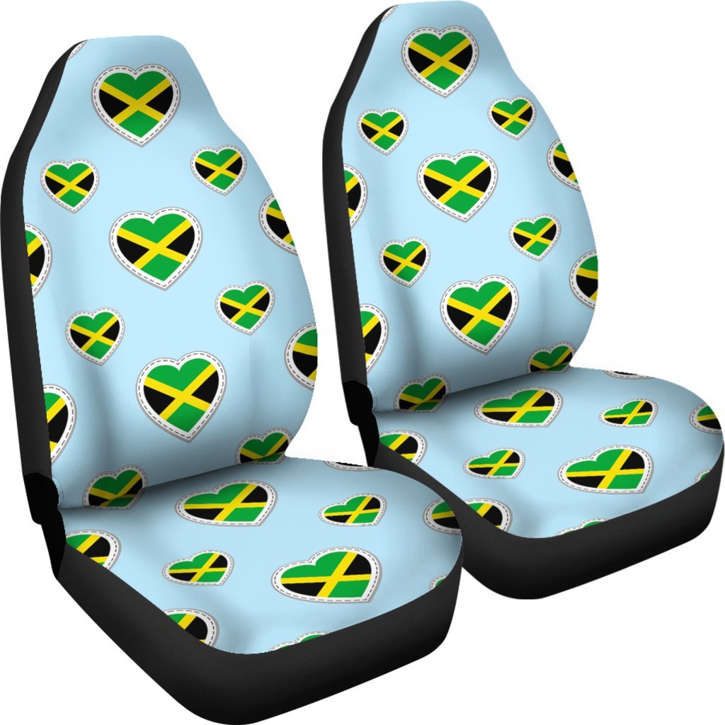 Jamaican Heart Pattern Print Universal Fit Car Seat Covers-grizzshop