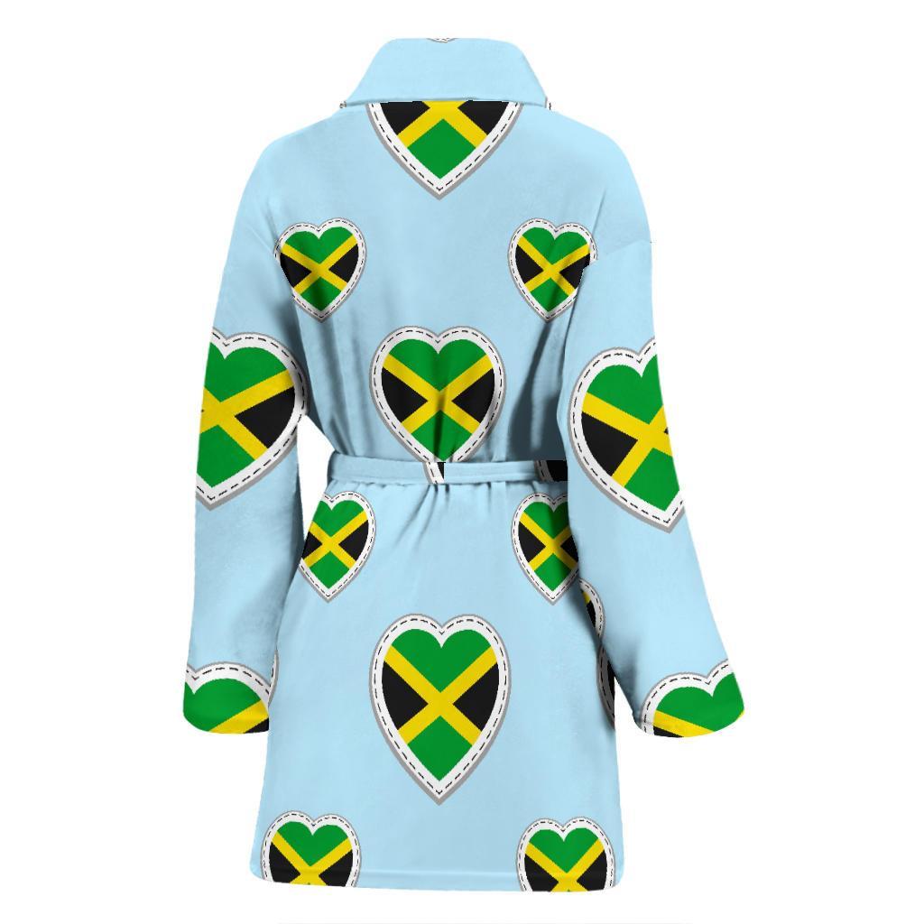 Jamaican Heart Pattern Print Women Long Robe-grizzshop