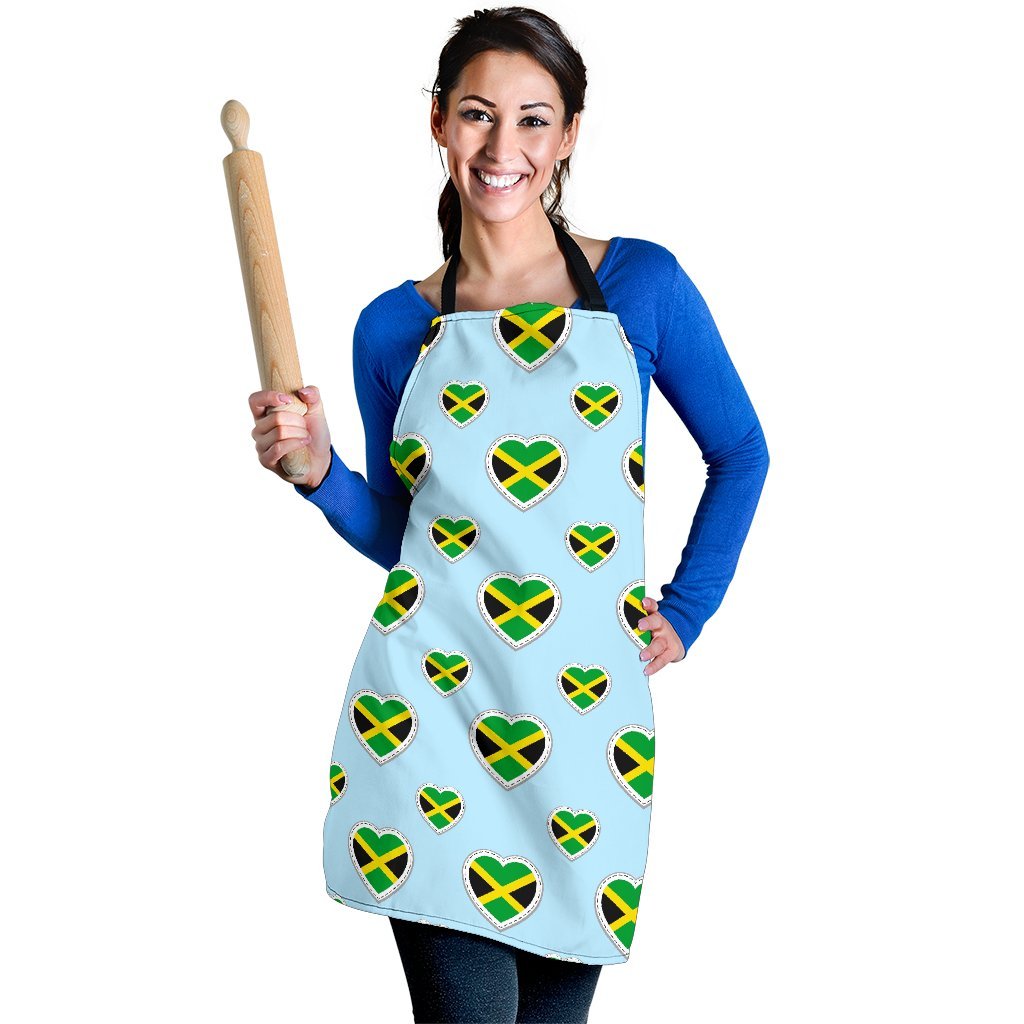 Jamaican Heart Pattern Print Women's Apron-grizzshop