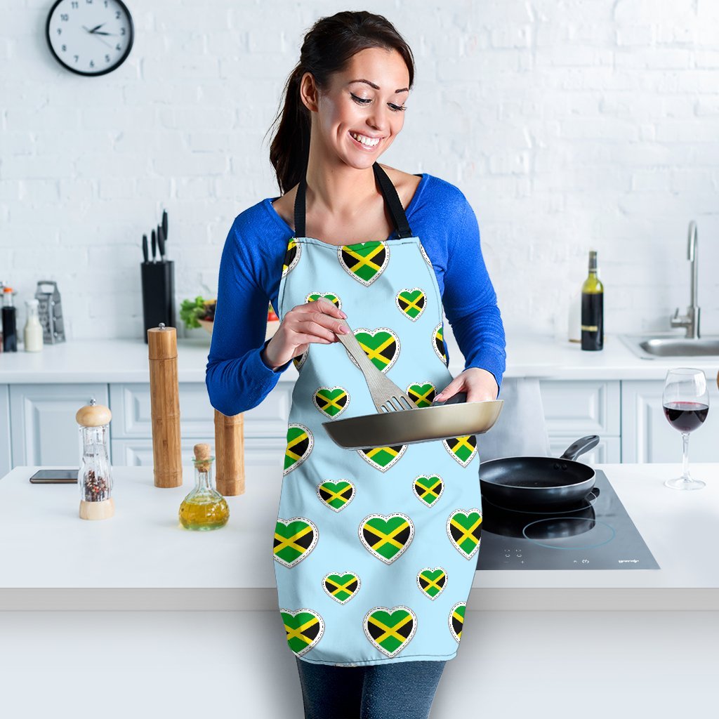 Jamaican Heart Pattern Print Women's Apron-grizzshop