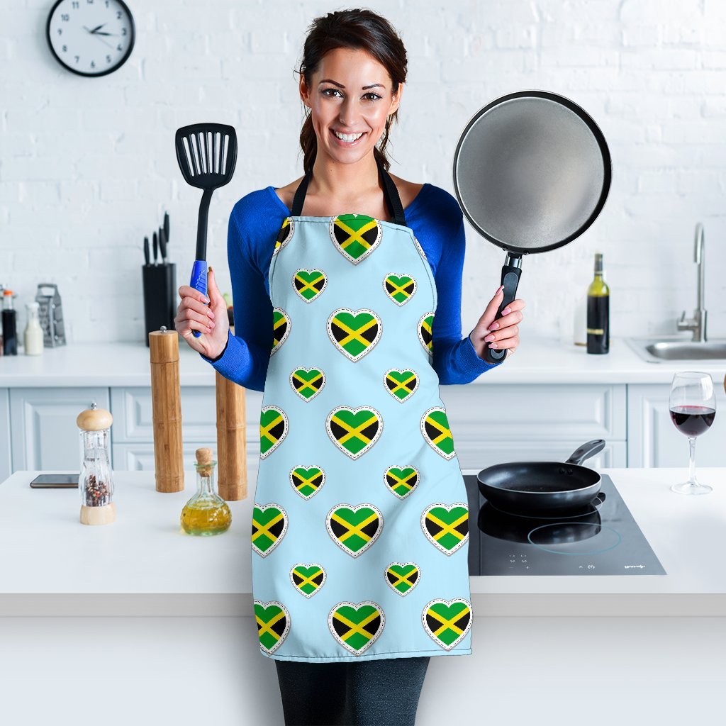 Jamaican Heart Pattern Print Women's Apron-grizzshop