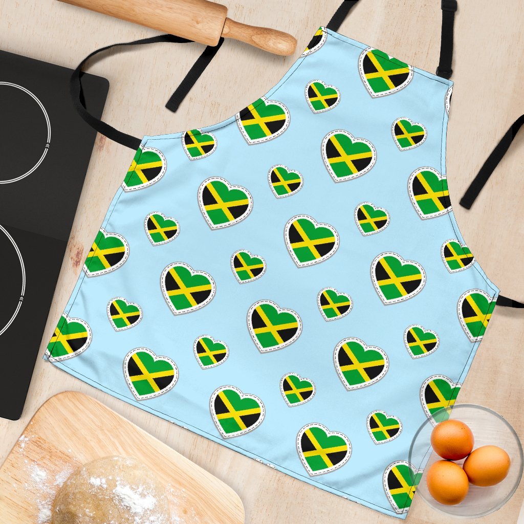 Jamaican Heart Pattern Print Women's Apron-grizzshop