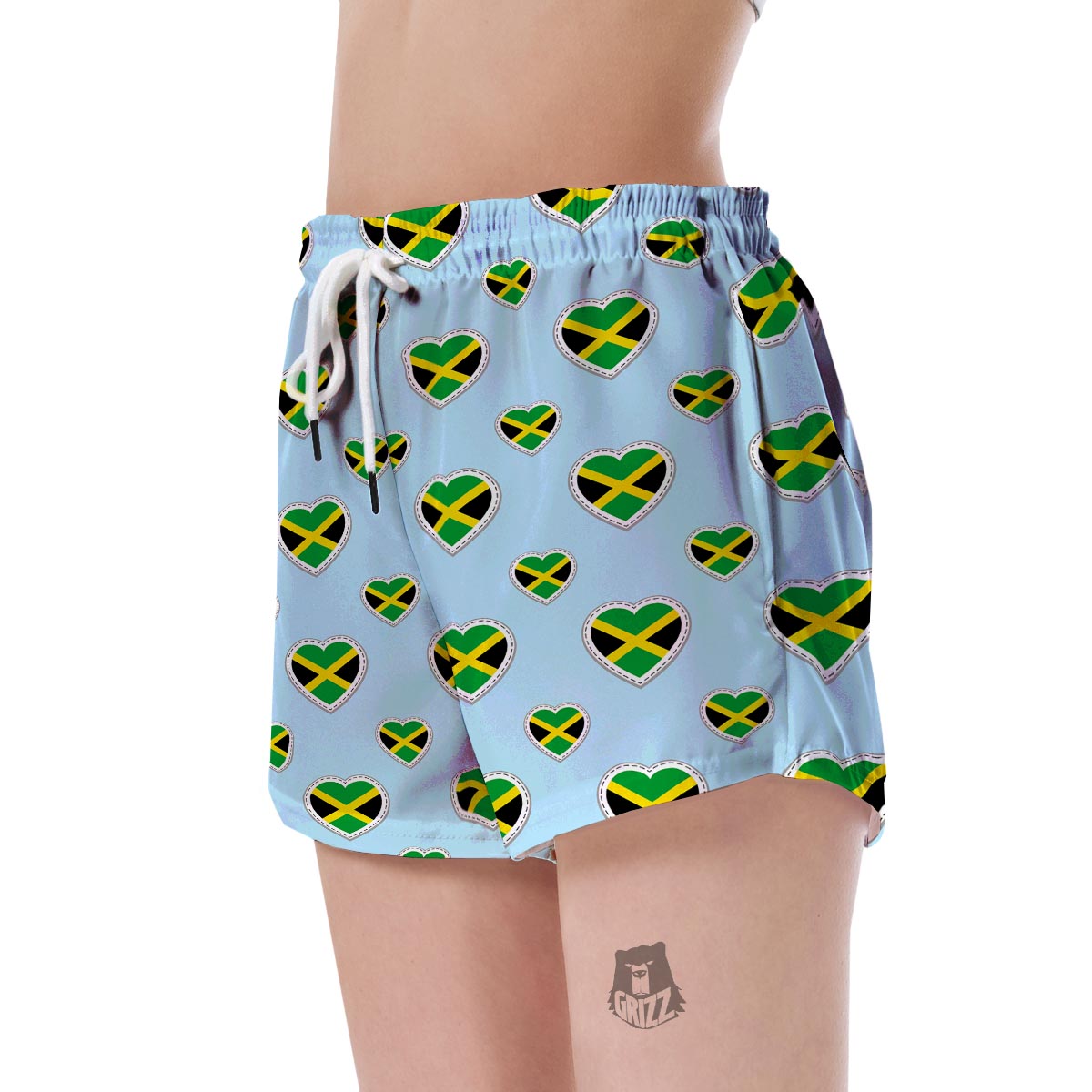 Jamaican Heart Pattern Print Women's Shorts-grizzshop