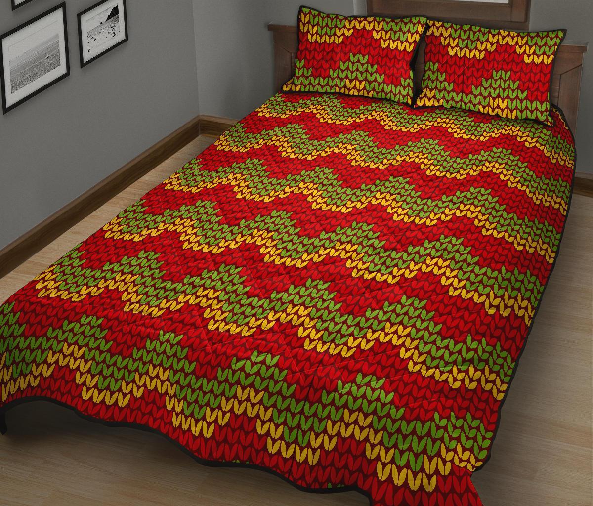 Jamaican Pattern Print Bed Set Quilt-grizzshop