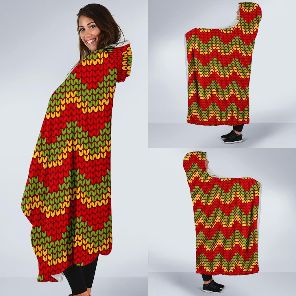 Jamaican Pattern Print Hooded Blanket-grizzshop