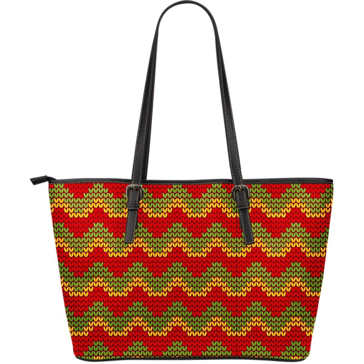 Jamaican Pattern Print Leather Tote Bag-grizzshop