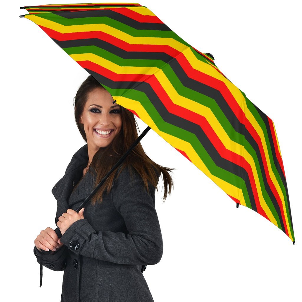 Jamaican Print Pattern Automatic Foldable Umbrella-grizzshop