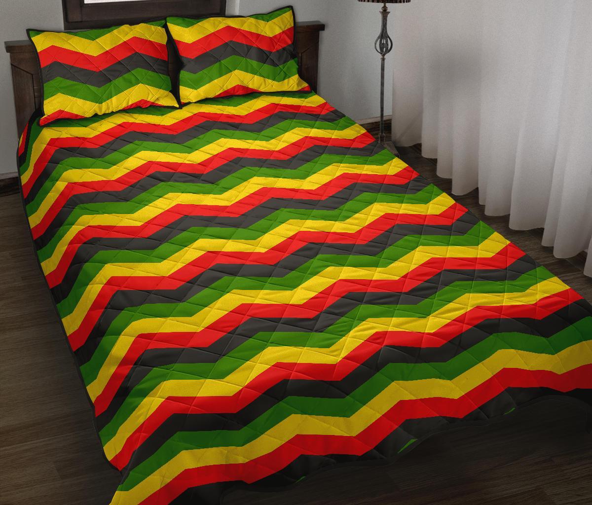 Jamaican Print Pattern Bed Set Quilt-grizzshop