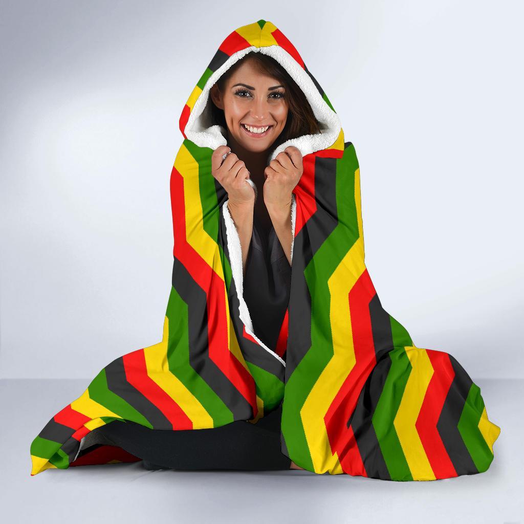 Jamaican Print Pattern Hooded Blanket-grizzshop