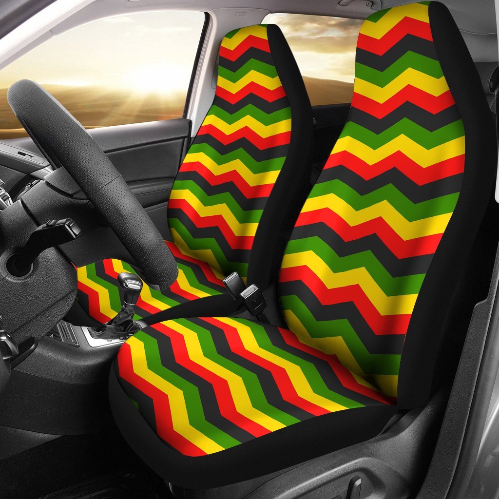 Jamaican Print Pattern Universal Fit Car Seat Covers-grizzshop