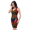 Janpanese Dragon Print Bodycon Dress-grizzshop