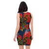 Janpanese Dragon Print Bodycon Dress-grizzshop