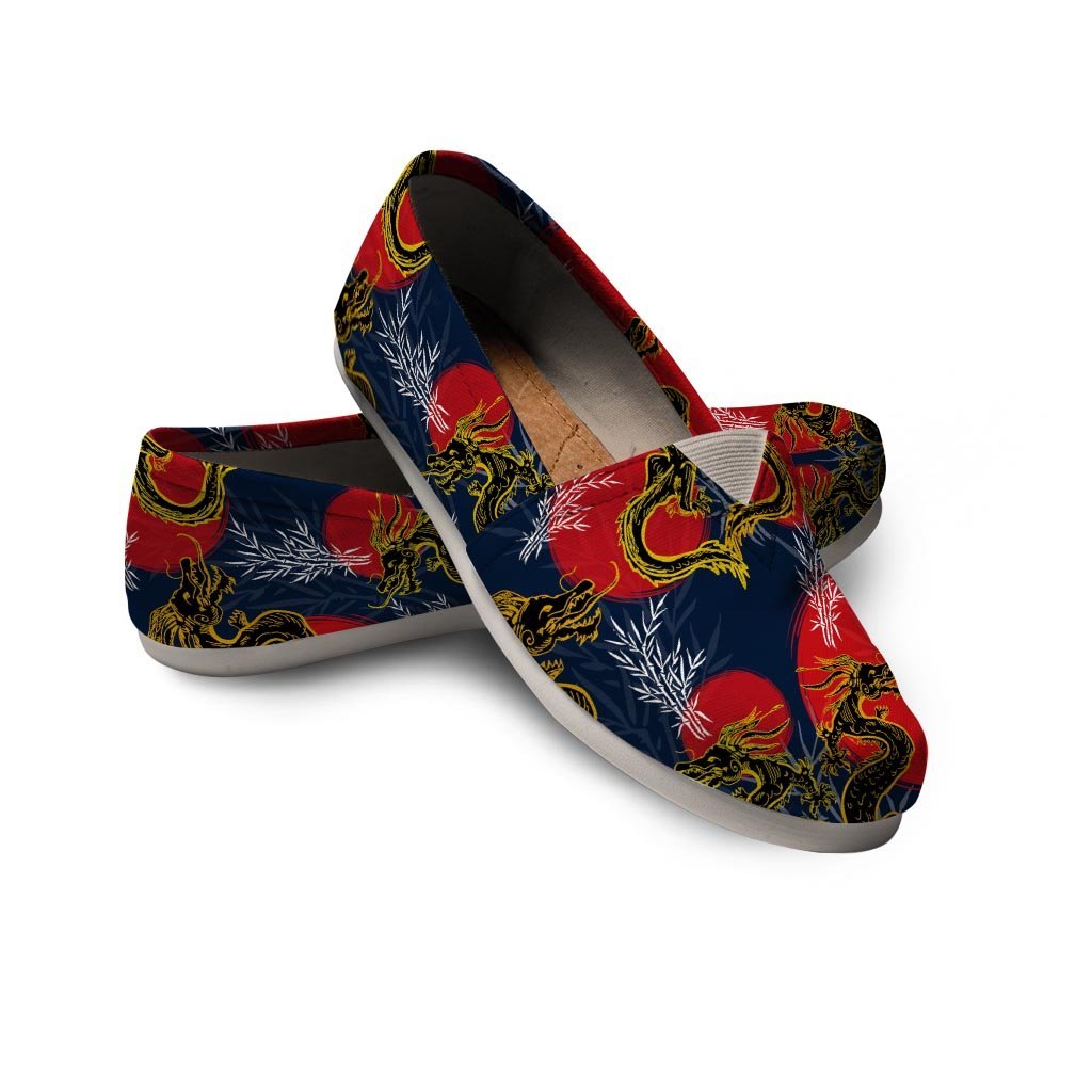 Janpanese Dragon Print Canvas Shoes-grizzshop