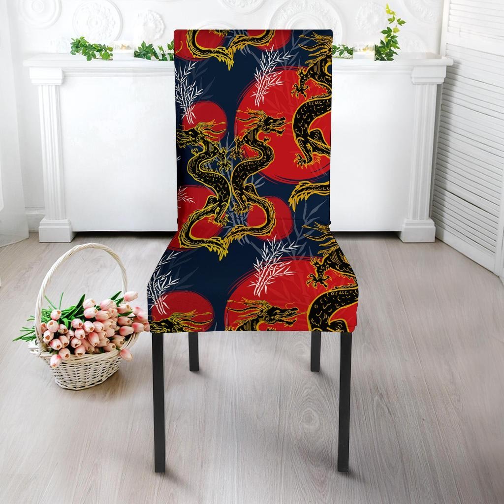 Janpanese Dragon Print Chair Cover-grizzshop