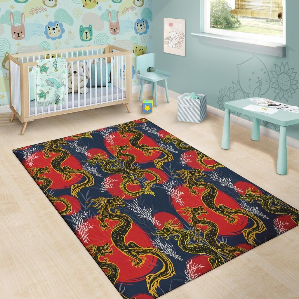 Janpanese Dragon Print Floor Mat-grizzshop