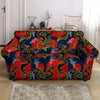 Janpanese Dragon Print Loveseat Cover-grizzshop