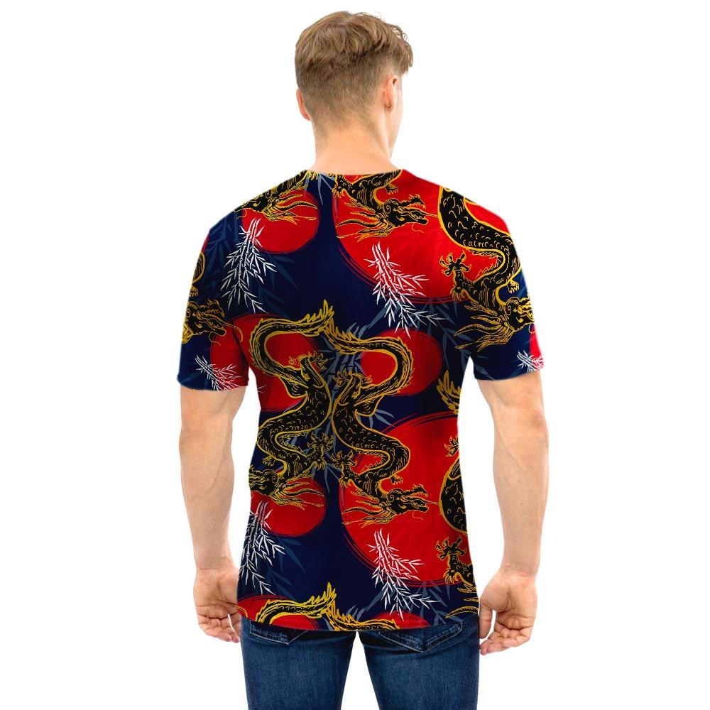 Janpanese Dragon Print Men T Shirt-grizzshop