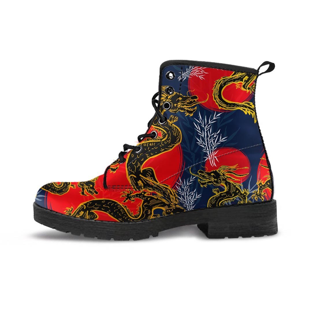 Janpanese Dragon Print Men's Boots-grizzshop