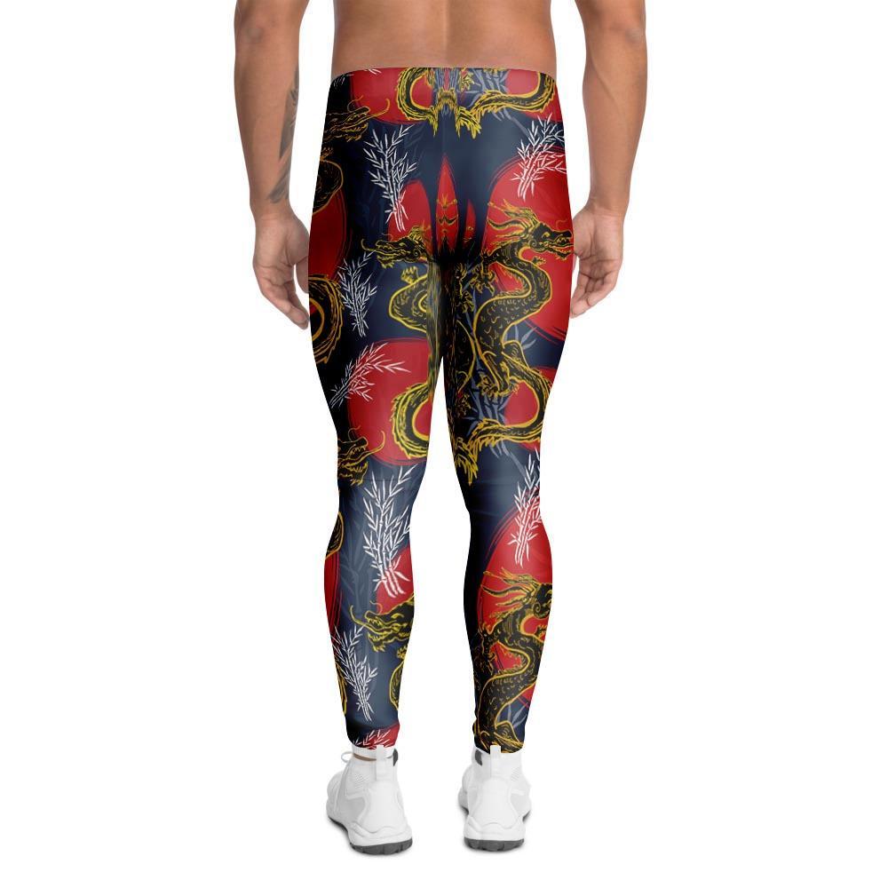 Janpanese Dragon Print Men's Leggings-grizzshop