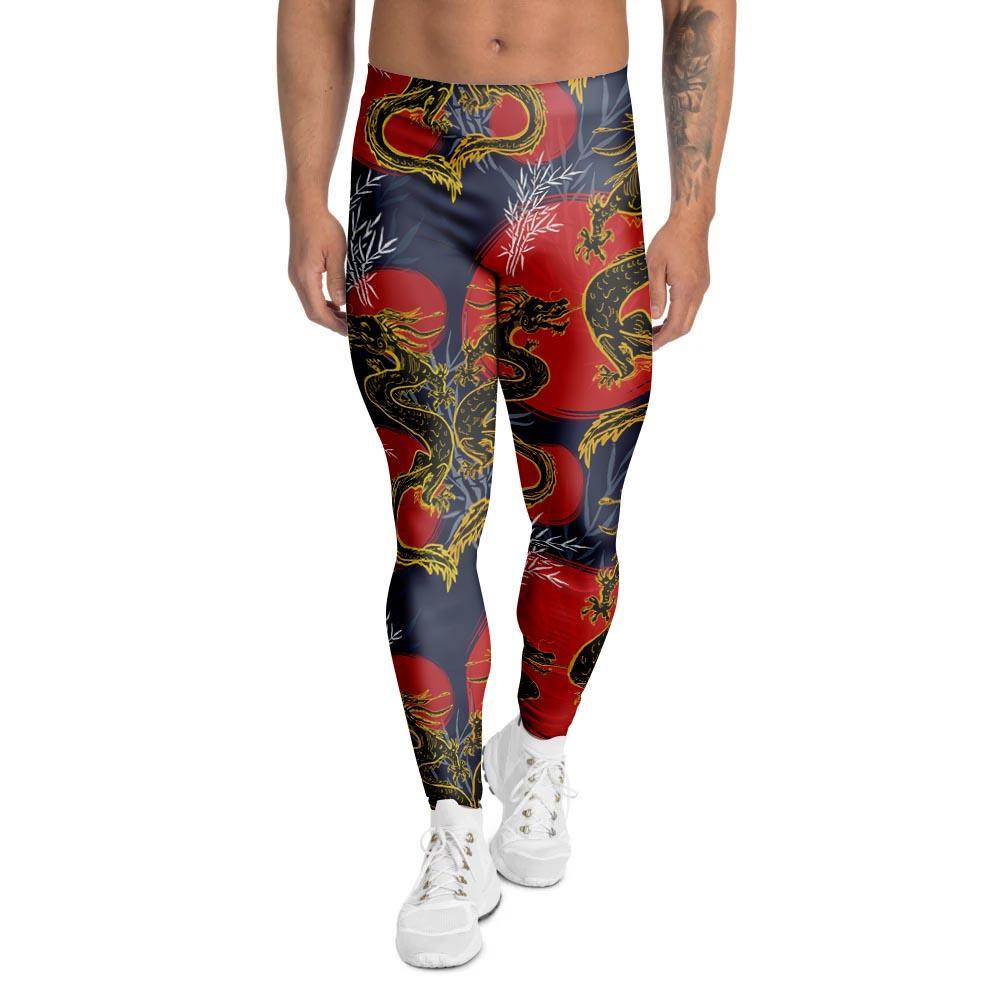 Janpanese Dragon Print Men's Leggings-grizzshop