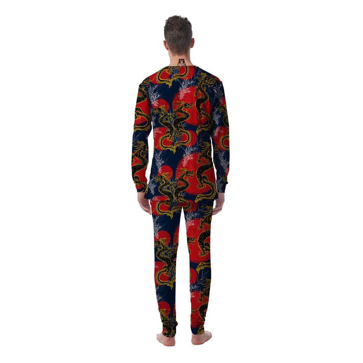 Janpanese Dragon Print Men's Pajamas-grizzshop