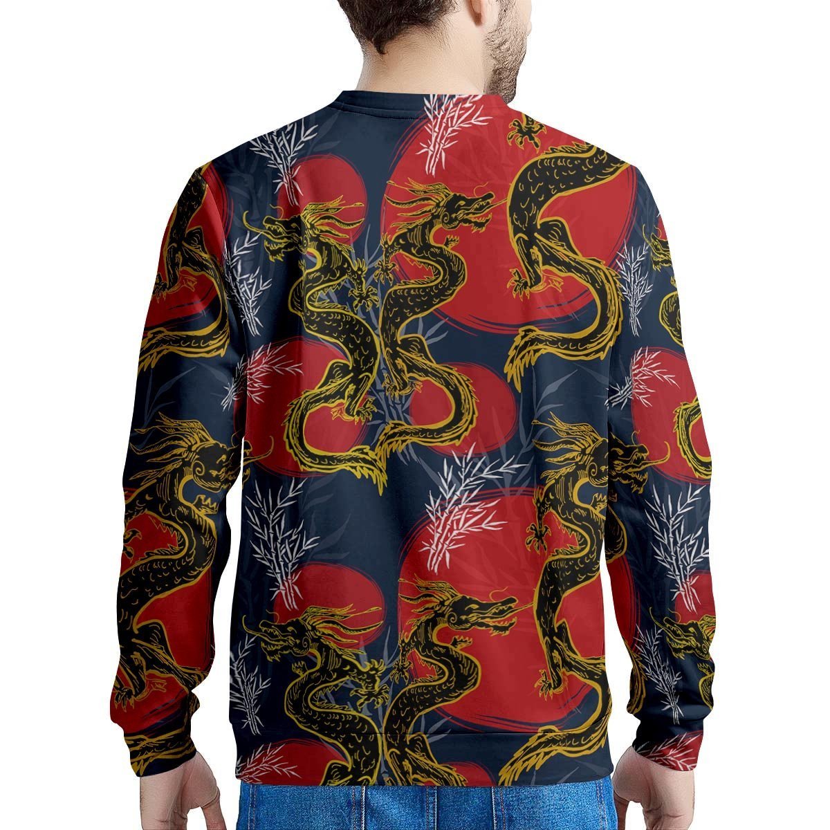 Janpanese Dragon Print Men's Sweatshirt-grizzshop